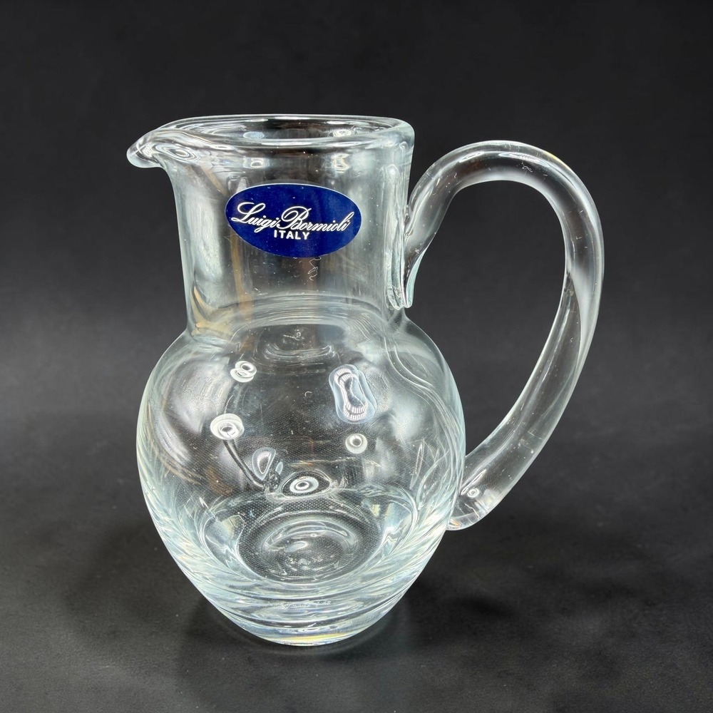 Luigi Bormioli Italy Clear Glass Mini Pitcher Creamer 5 Inch Made in‎ Italy VTG